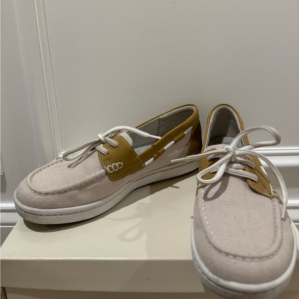 Light Pink and Tan Sperry Boat Shoe
